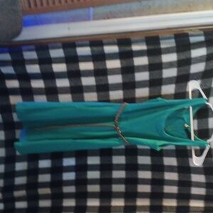 Green Sleeveless Dress with Belt
